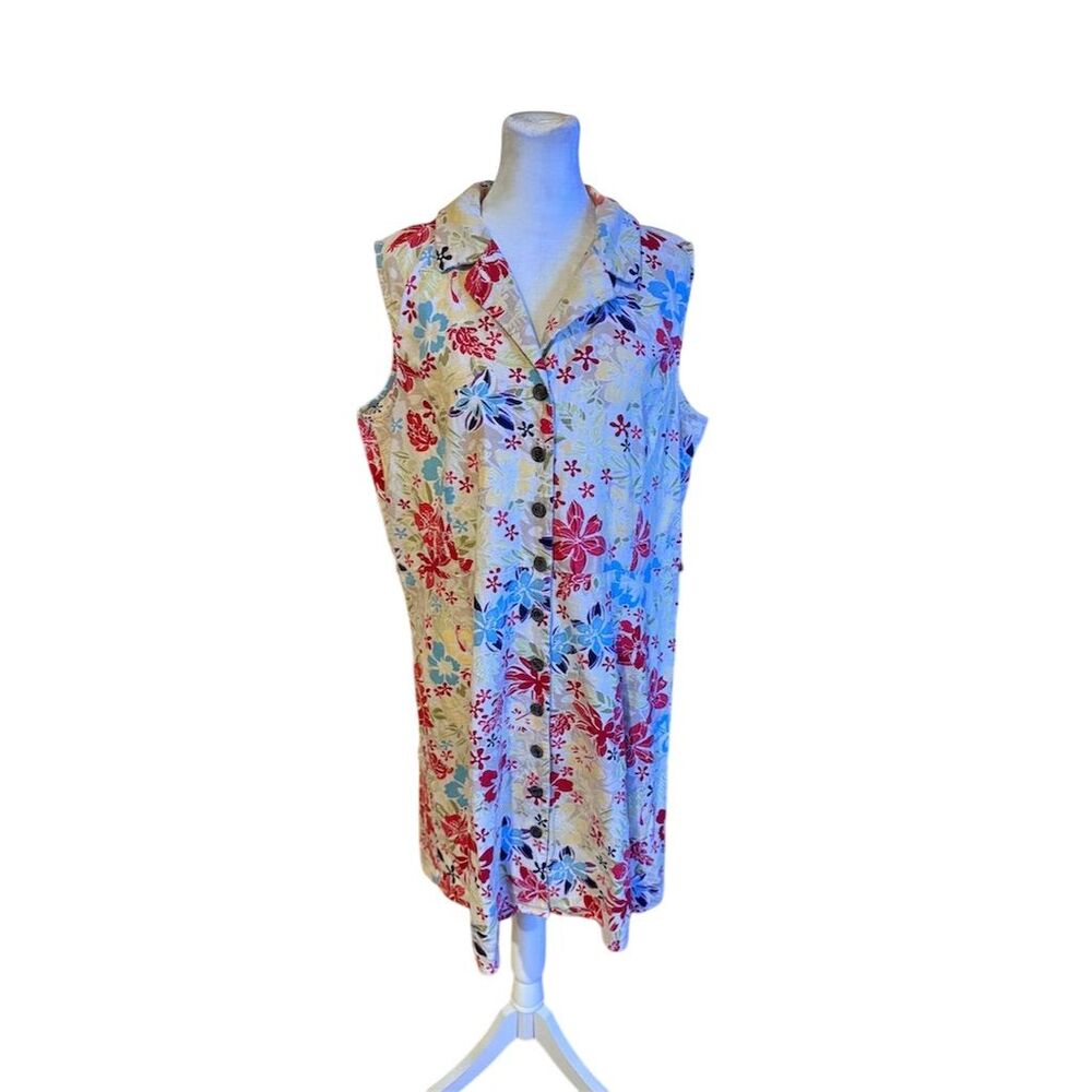 Christopher & Banks Women's Floral Sleeveless Collared Dress Size 16 Multicolor